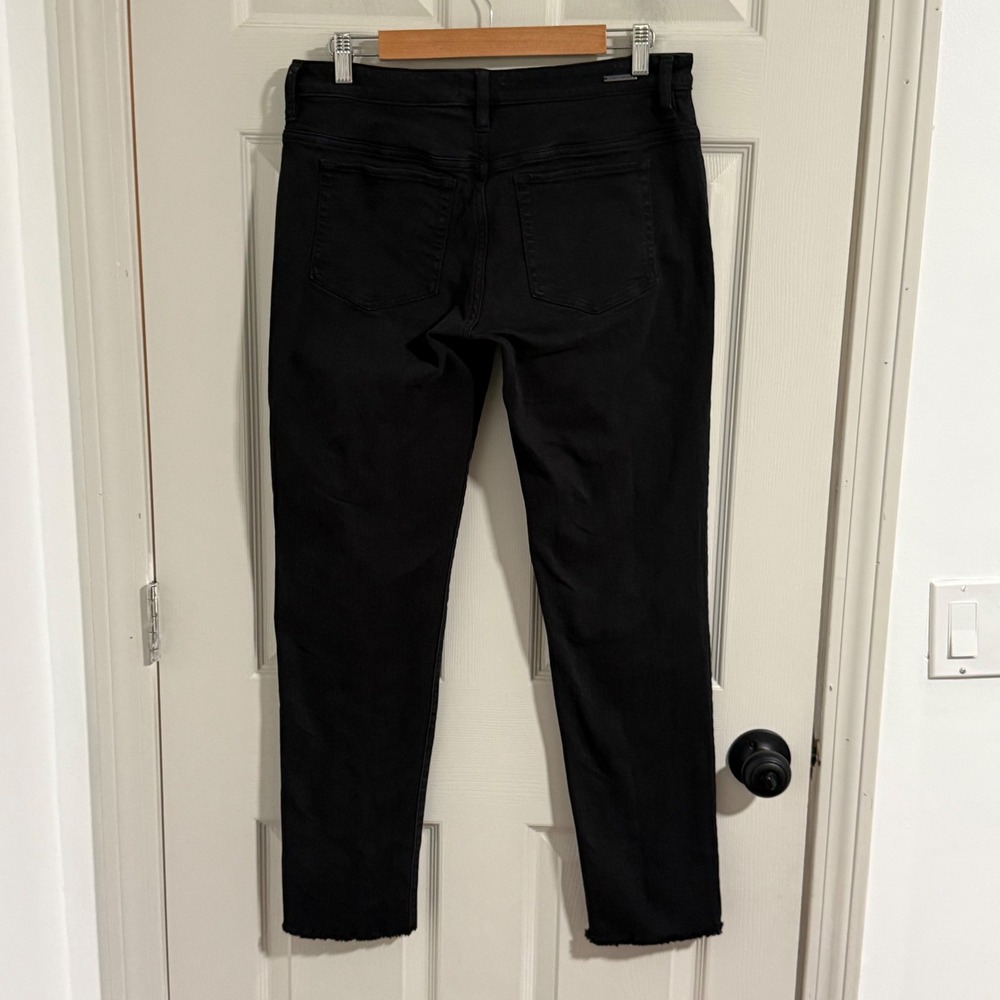 Carve Designs Jeans Womens 8 Black Organic Cotton Stretch Raw Hem Straight Leg - Picture 2 of 10